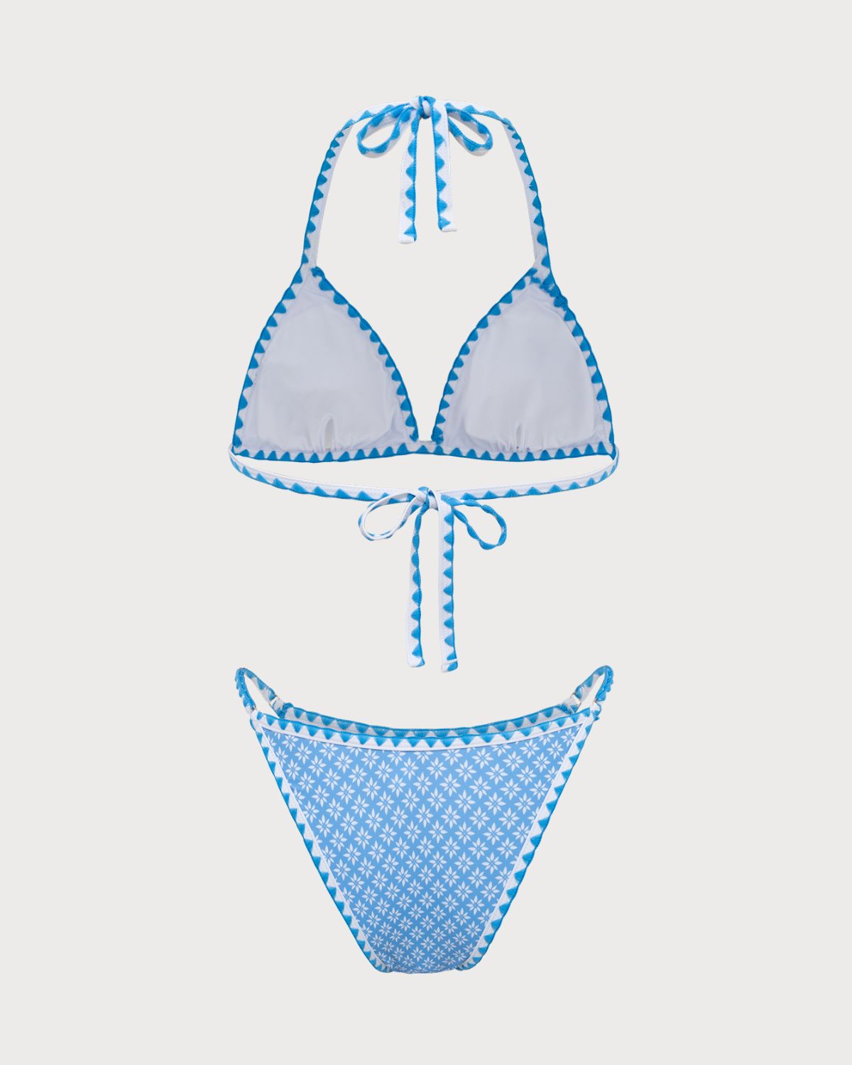 Shewess™ Mavi İşlemeli Dantel Vintage Bikini Seti