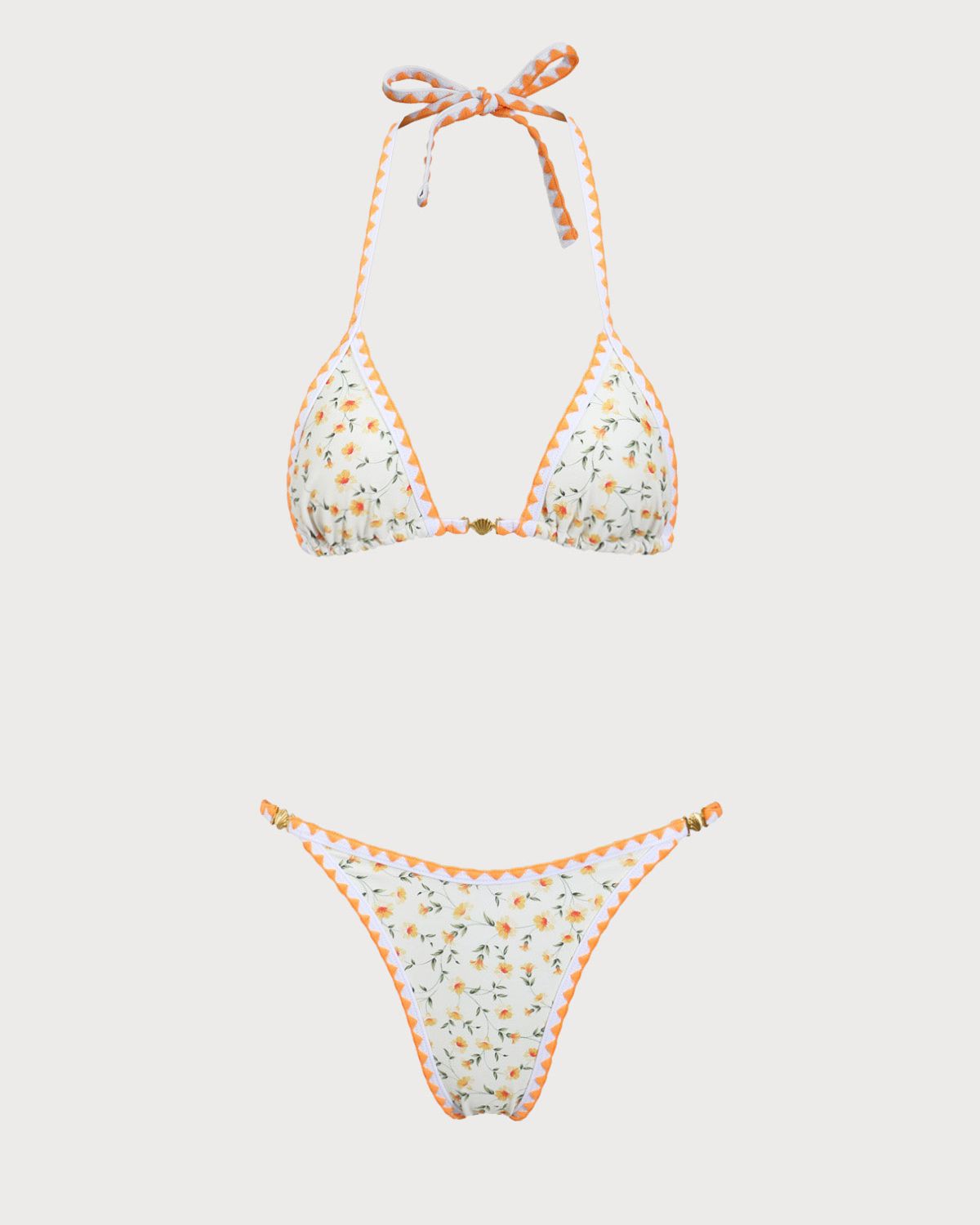 Shewess™ Sarı Çiçekli Kontrast Bikini Takımı