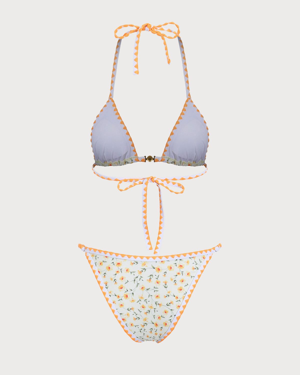 Shewess™ Sarı Çiçekli Kontrast Bikini Takımı