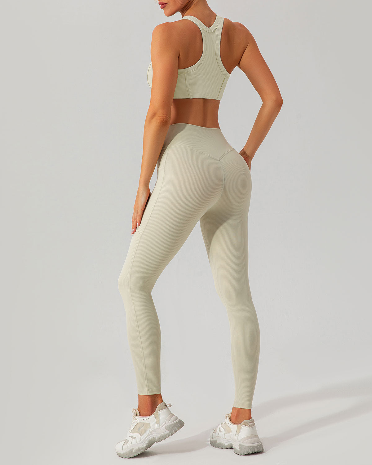 Shewess™ Bej Çabuk Kuruyan Yüksek Bel Yoga Taytı