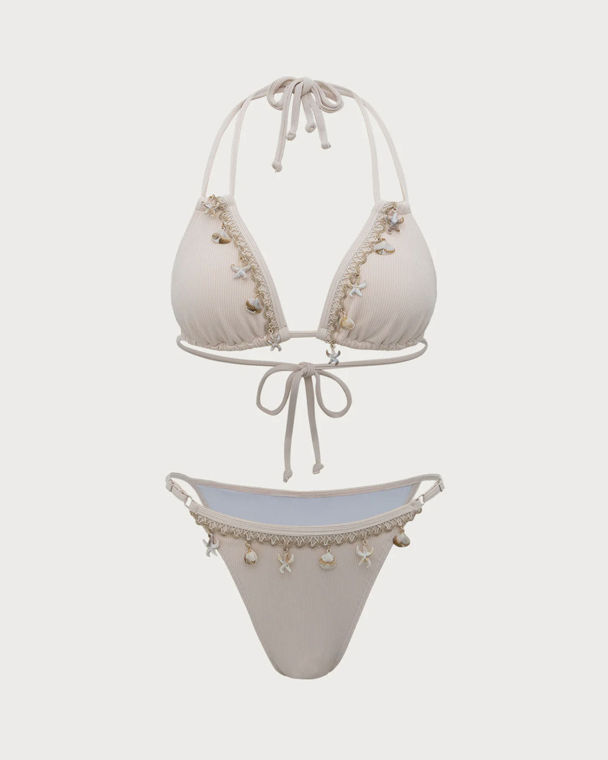 Shewess Beyaz Deniz Kabuğu İşlemeli Bikini Takımı