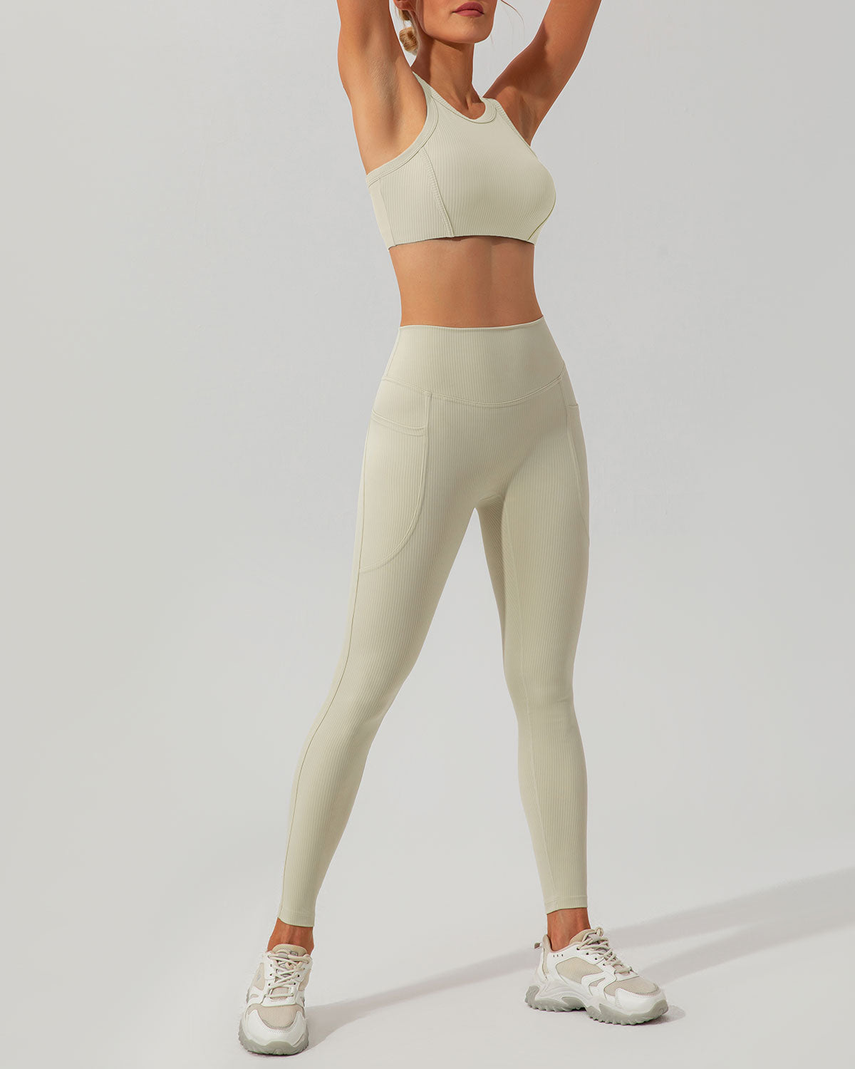 Shewess™ Bej Çabuk Kuruyan Yüksek Bel Yoga Taytı