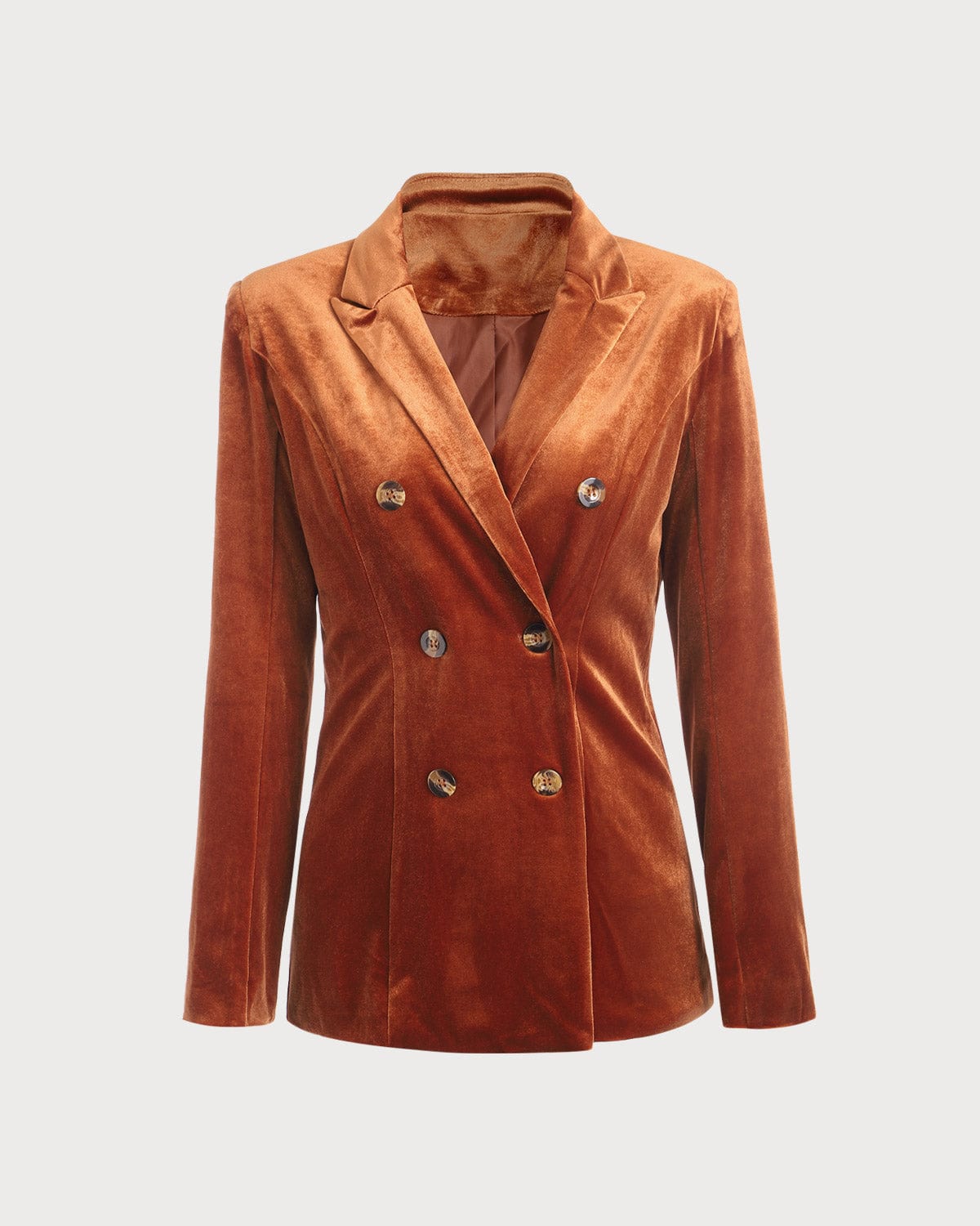 Shewess™ Yakalı Kruvaze Kadife Blazer