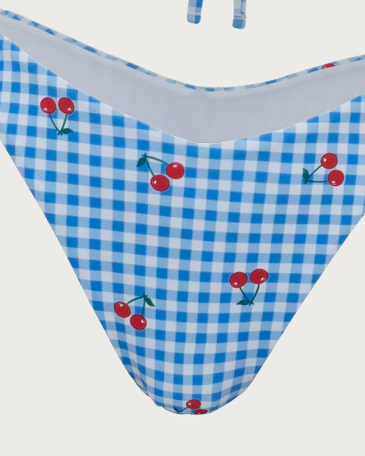 Shewess™ Mavi Ekose Kiraz Halter Bikini Takımı