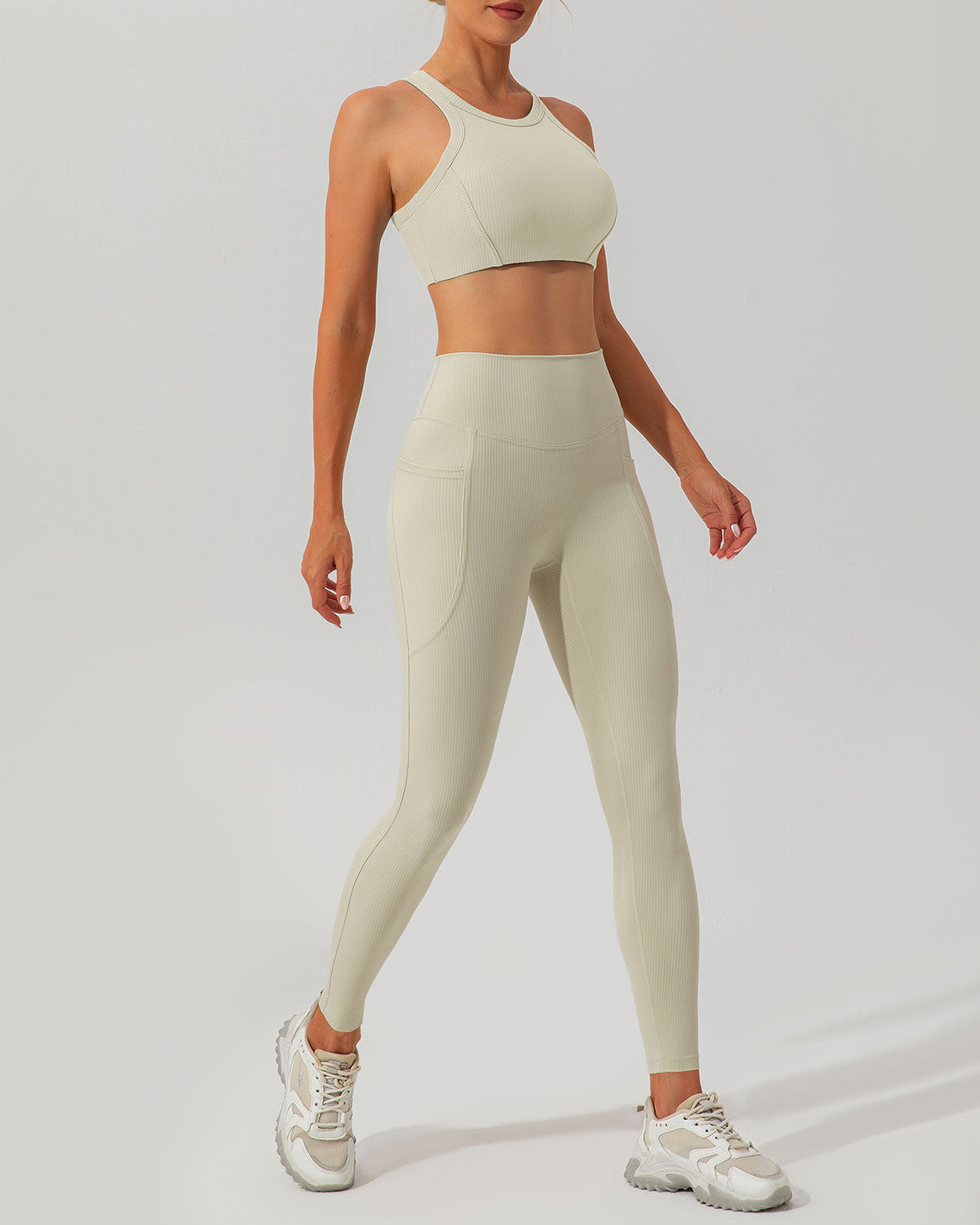 Shewess™ Bej Sırtlı Yoga Atlet