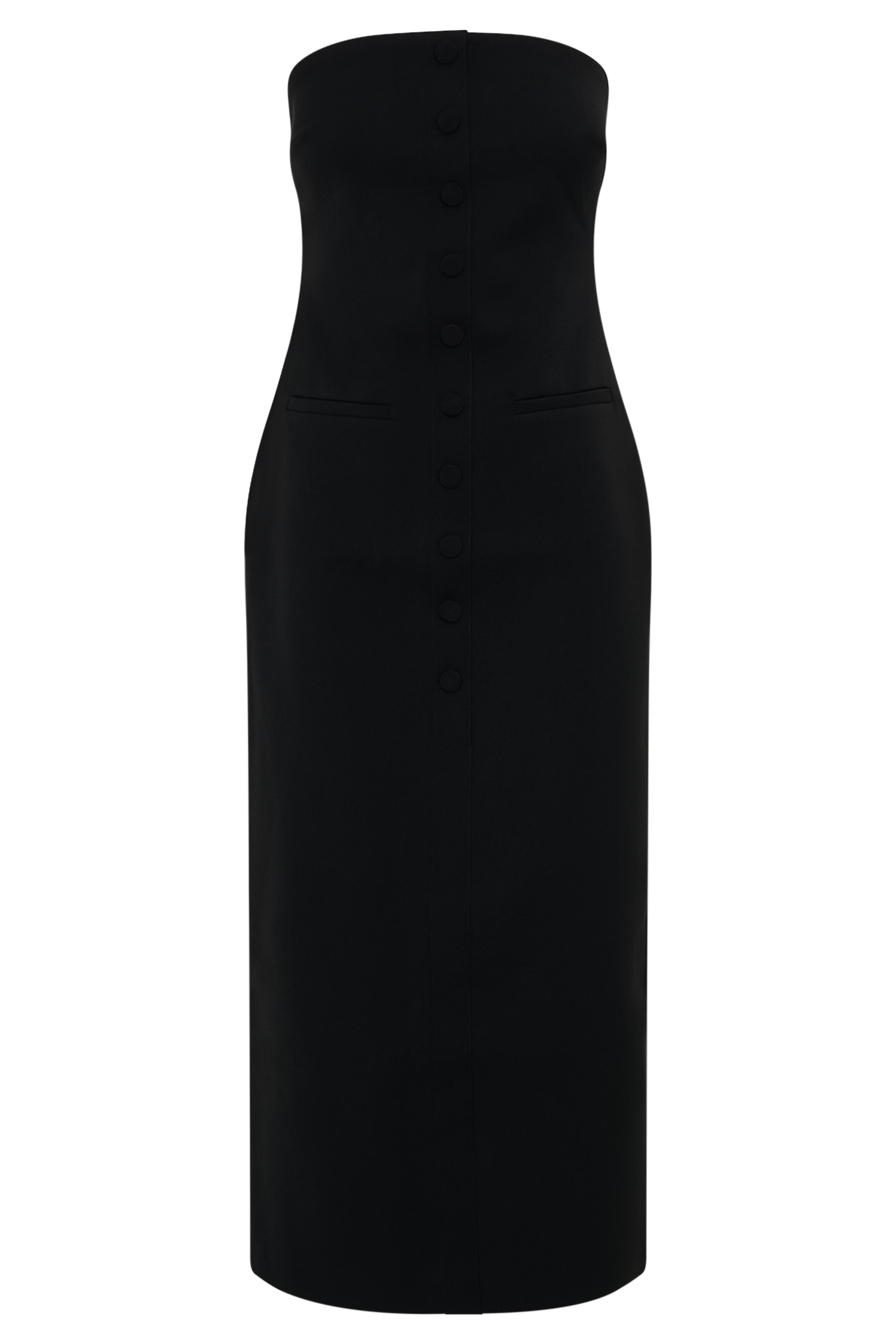 Susan Straplez Midi Elbise - Siyah