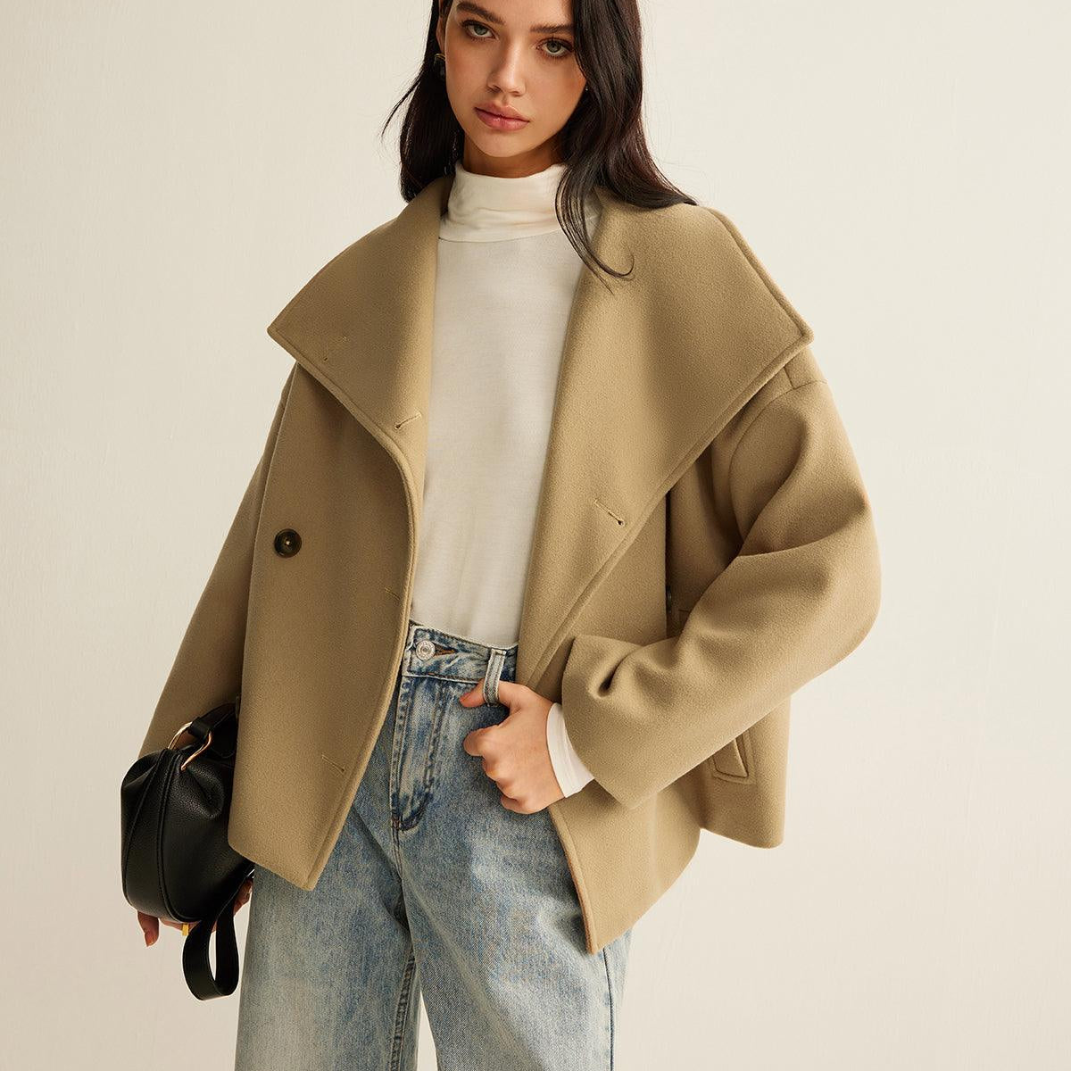 Camel Oversize Yün Kaban