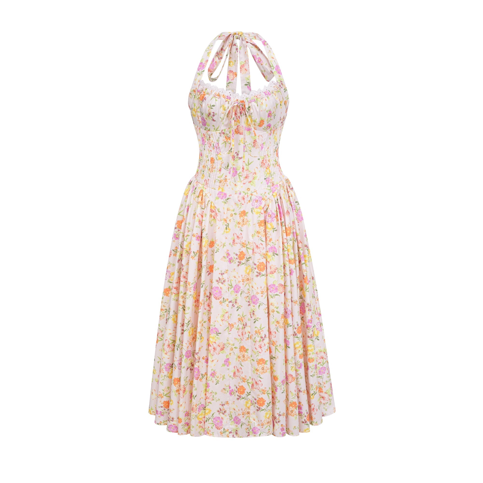 Odette desenli midi elbise