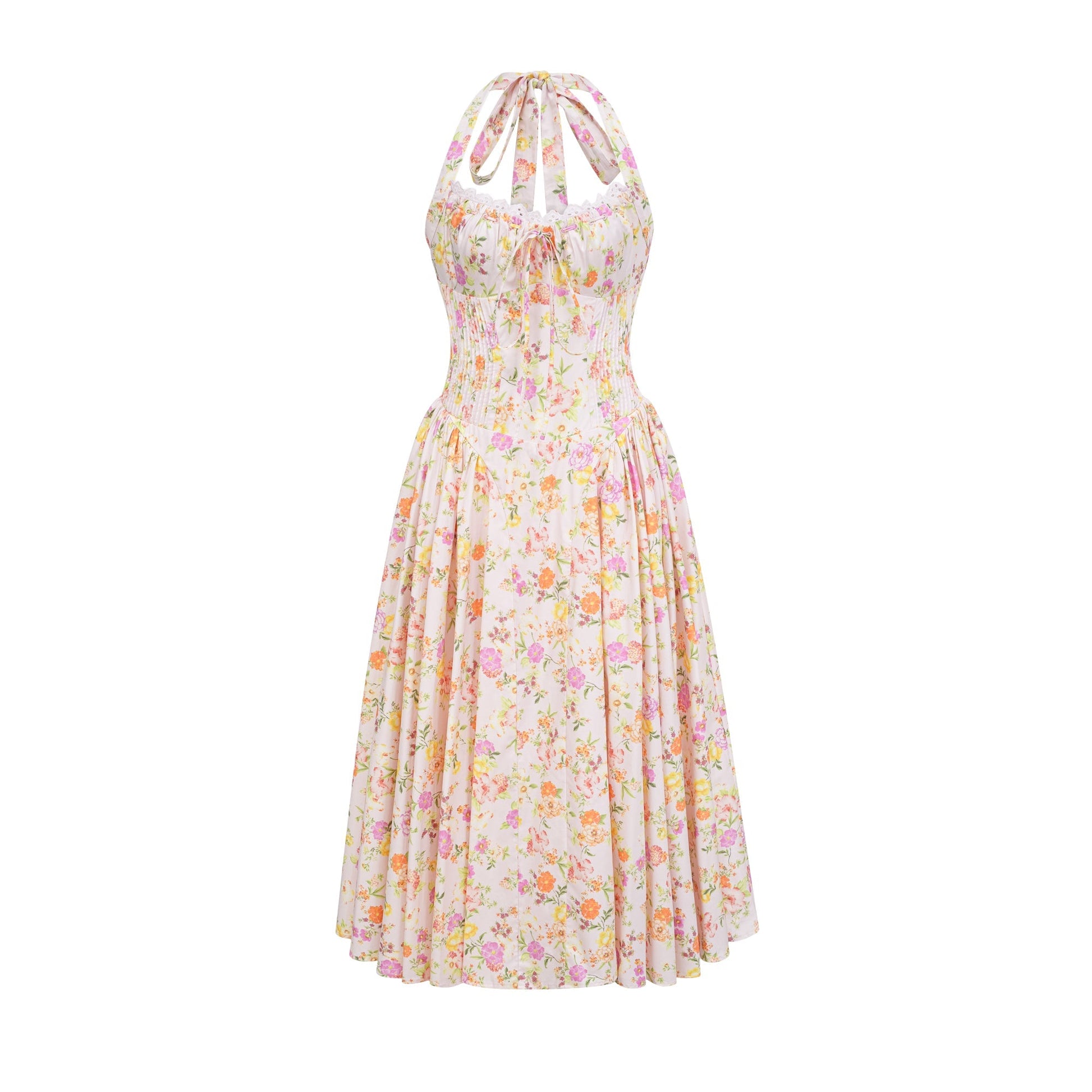 Odette desenli midi elbise