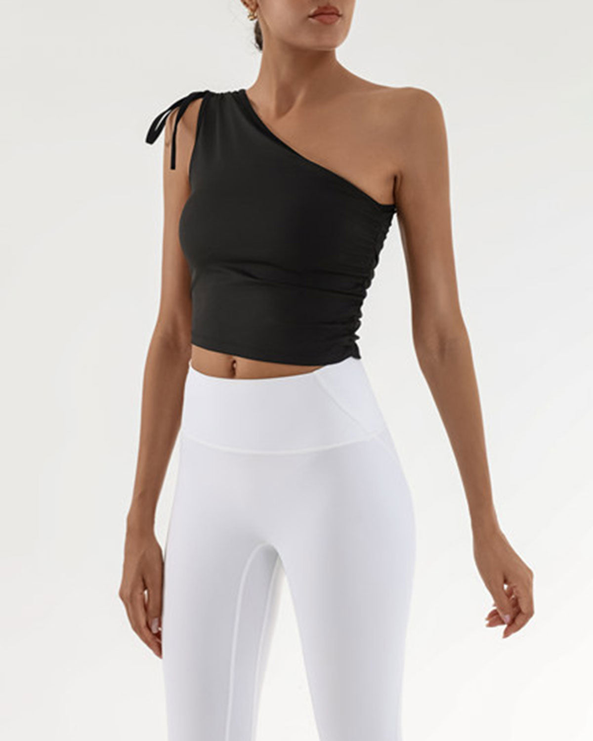 Shewess™ Siyah Tek Omuz Yoga Atlet