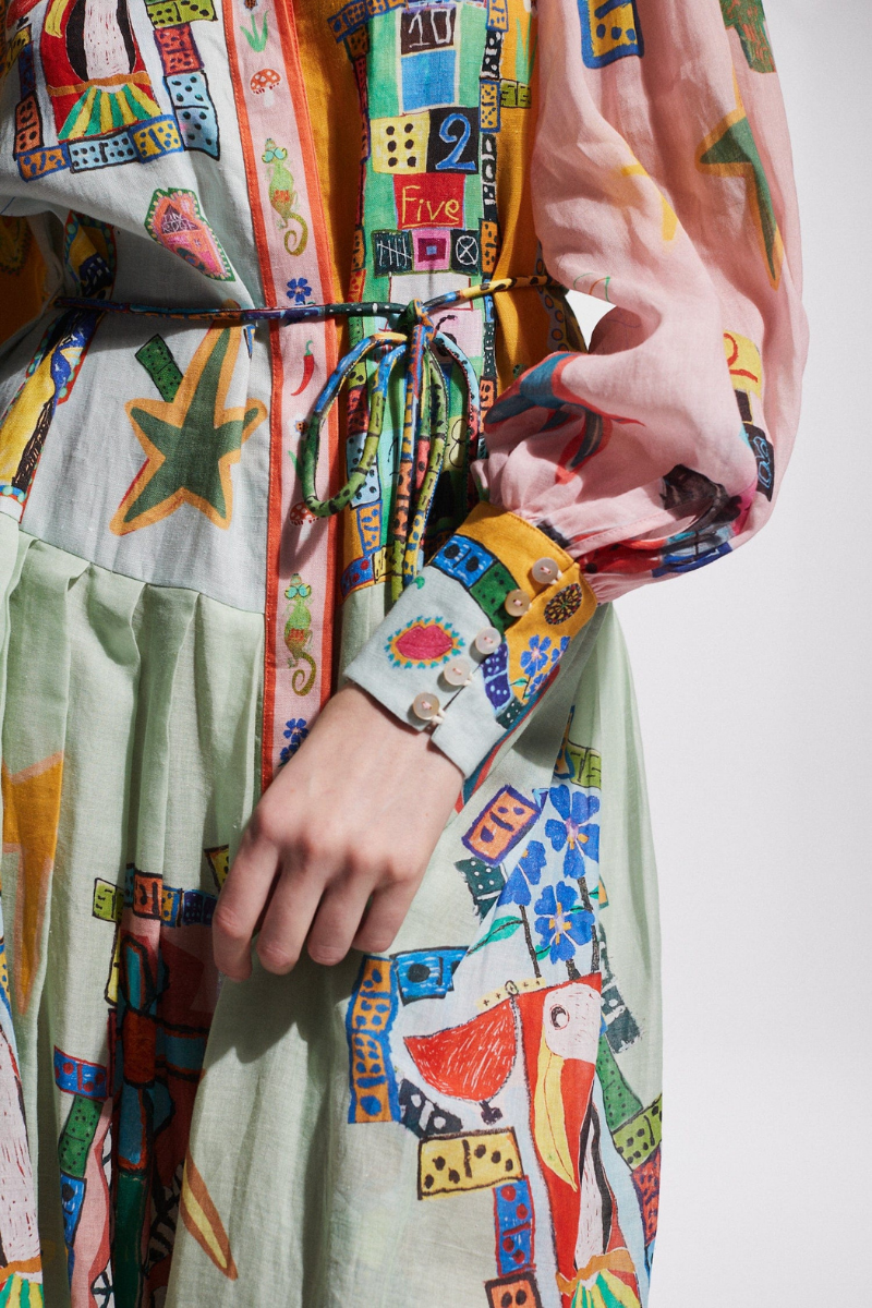 Danielle Balon Kollu Patchwork Maxi Elbise