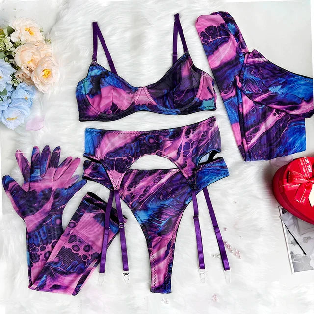 Shewess™ Serena 5 Parça Tie-Dye İç Giyim Takımı