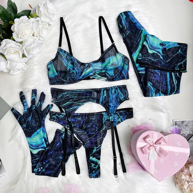 Shewess™ Serena 5 Parça Tie-Dye İç Giyim Takımı