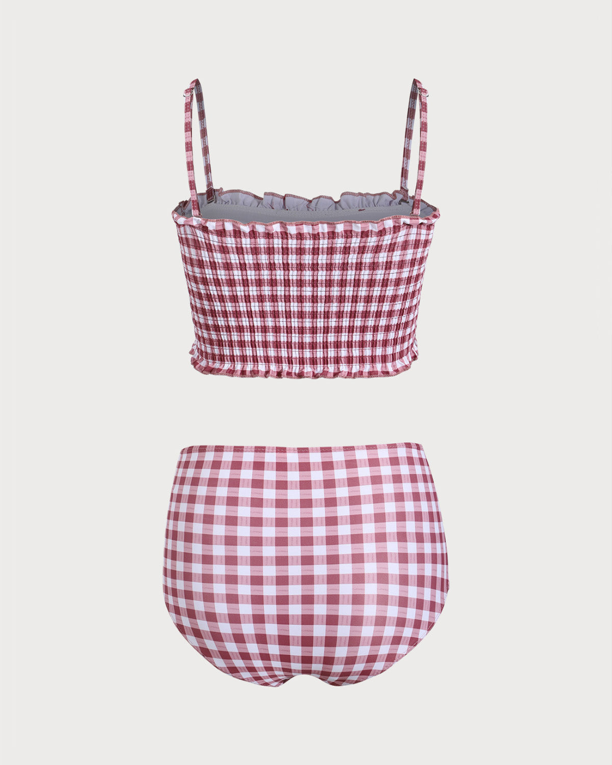 Shewess™ Kırmızı Ekose Bandeau Bikini Seti