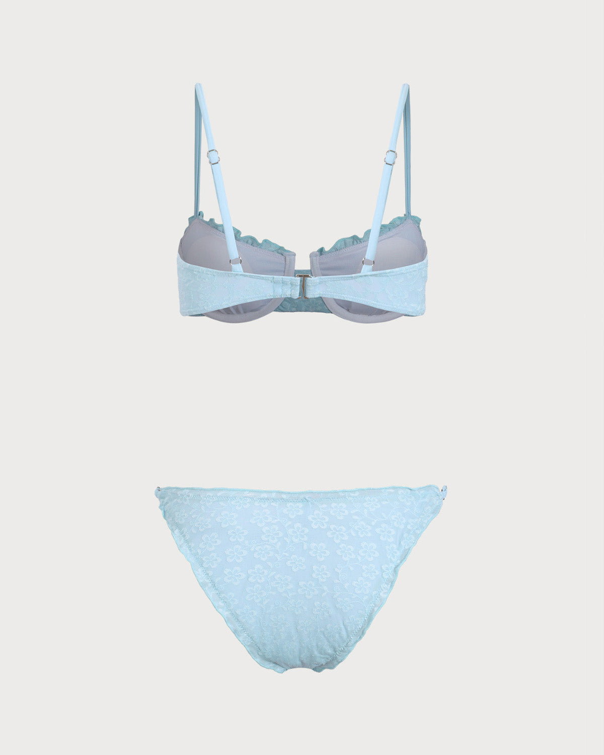 Shewess™ Mavi Fırfırlı Çiçek Balenli Bikini Takımı