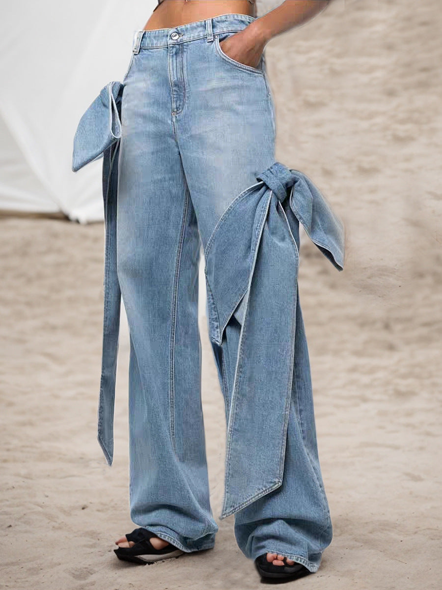 Leisa Yüksek Bel Fiyonklu Jean Pantolon