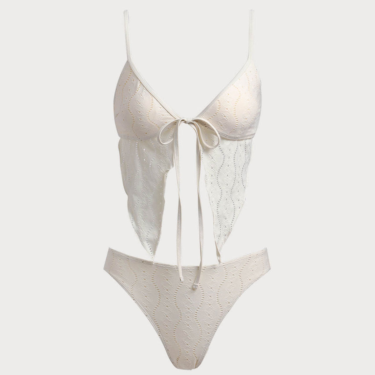 Shewess™ Bej Kesimli Bağcıklı Tankini Mayo
