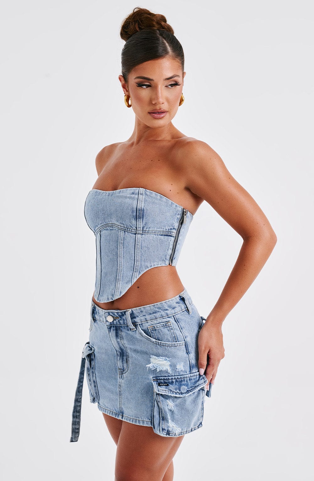 Billie Mini Etek - Mavi Yıkama