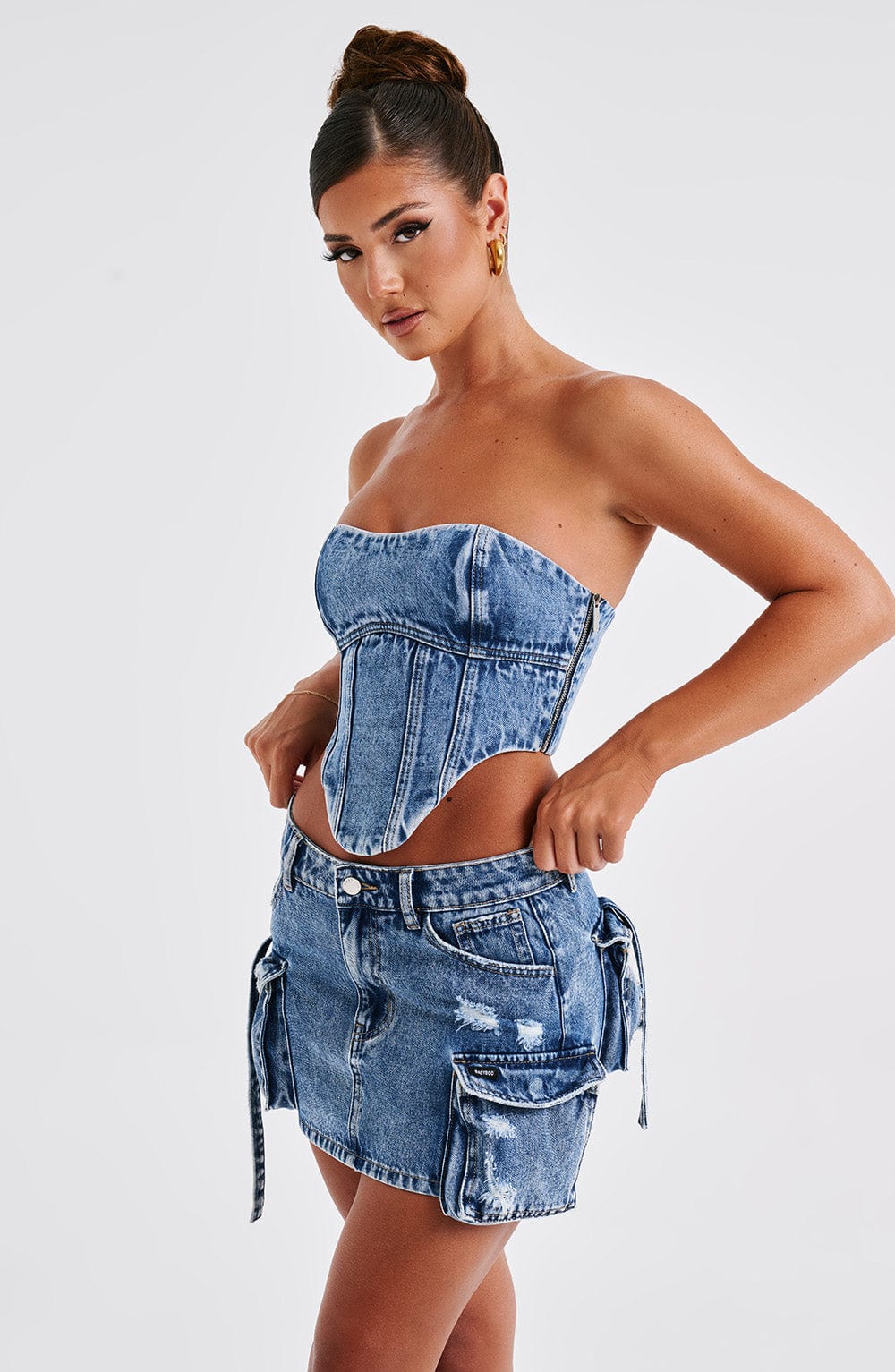 Billie Mini Etek - Koyu Yıkama