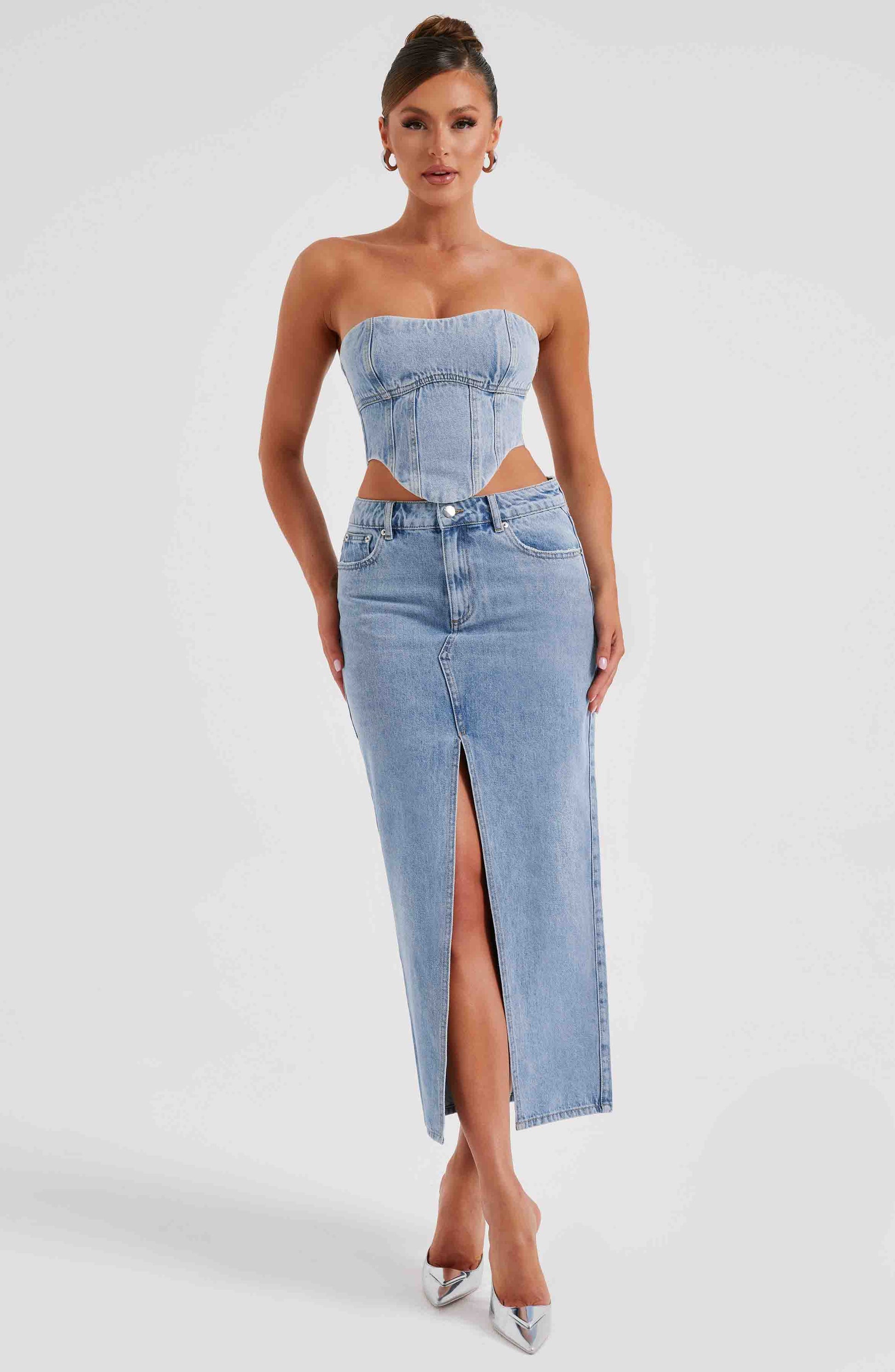 Flora Maxi Etek - Mavi