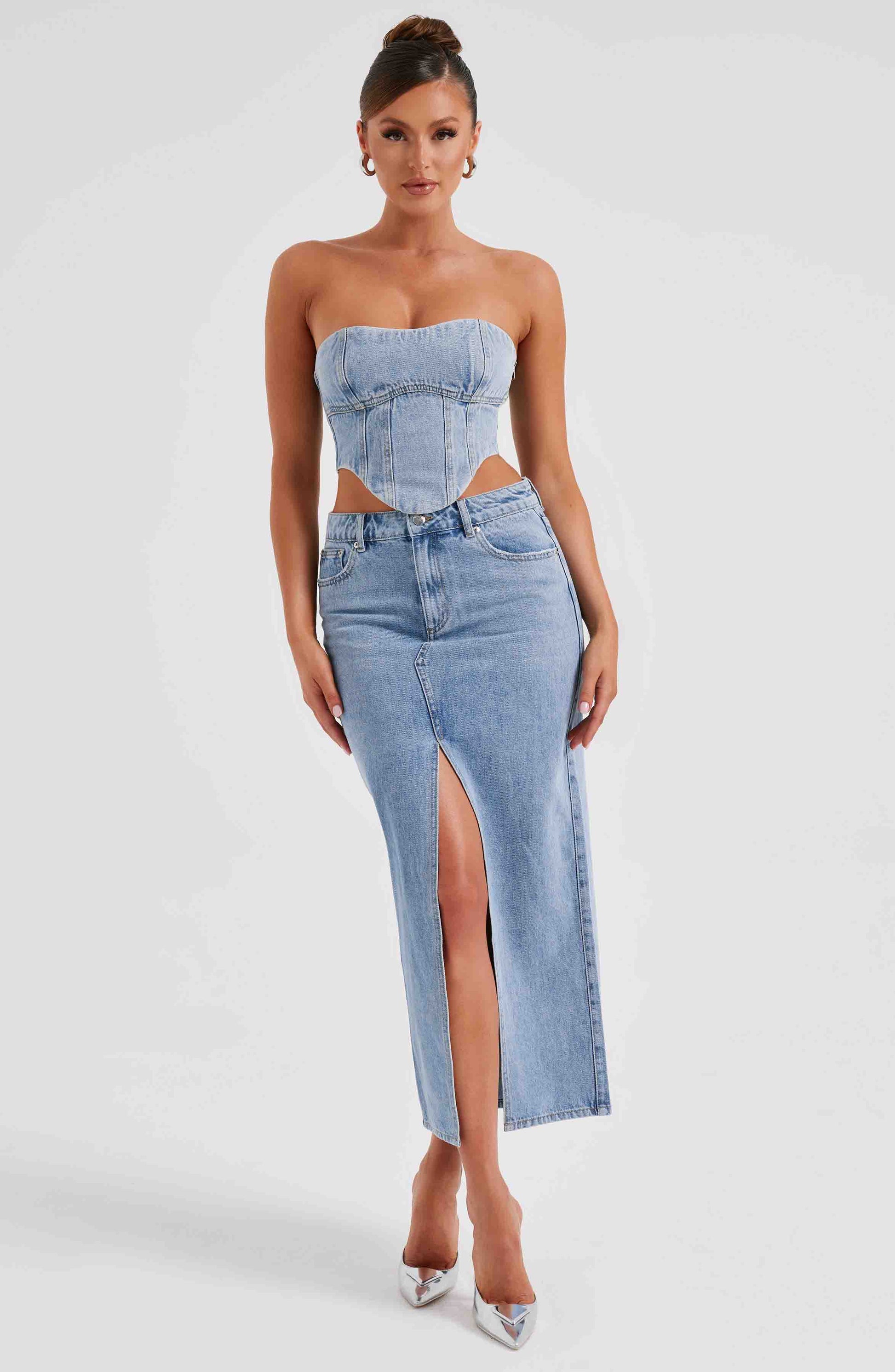 Flora Maxi Etek - Mavi