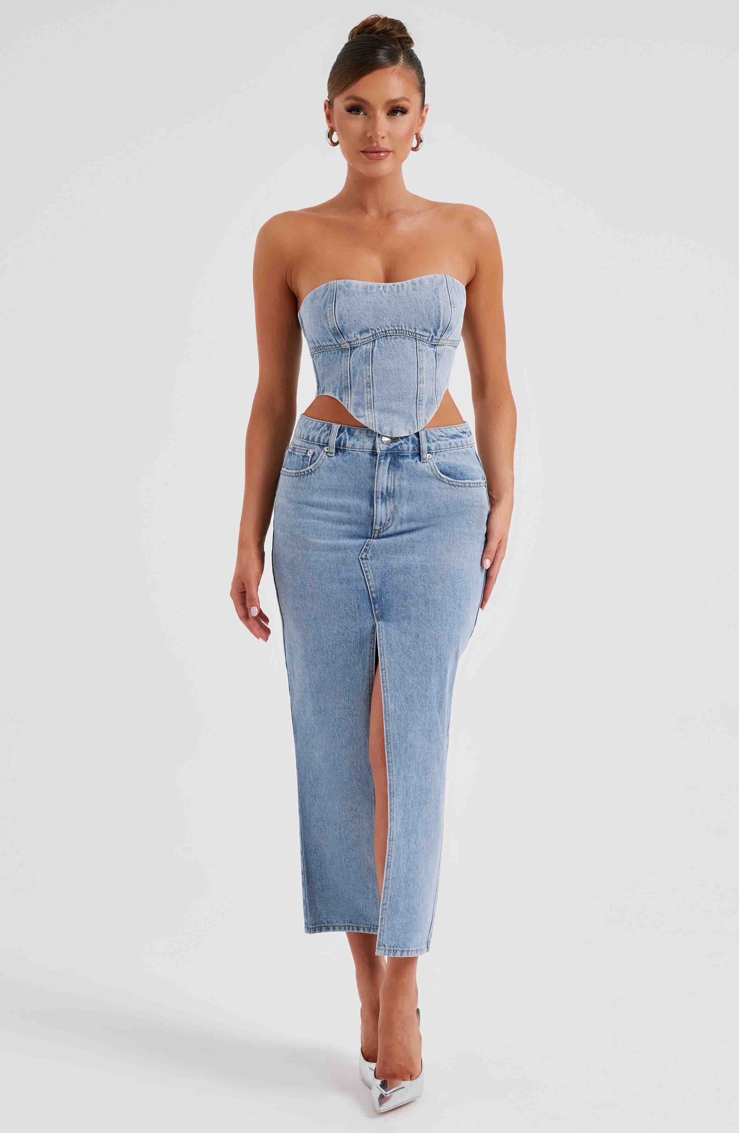 Flora Maxi Etek - Mavi