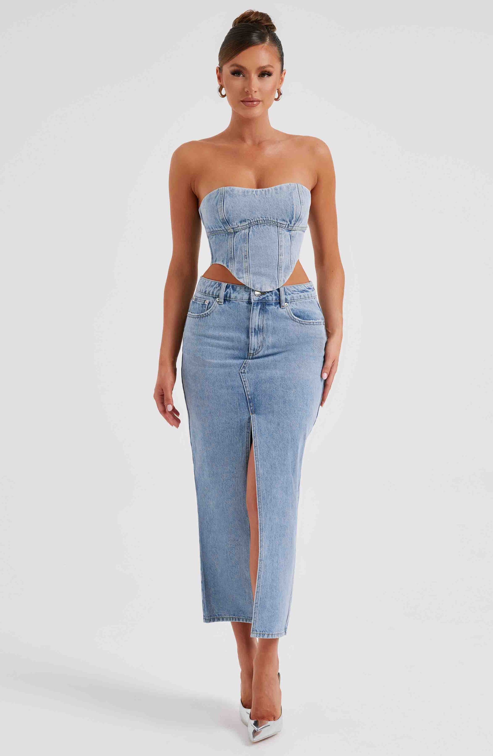 Flora Maxi Etek - Mavi