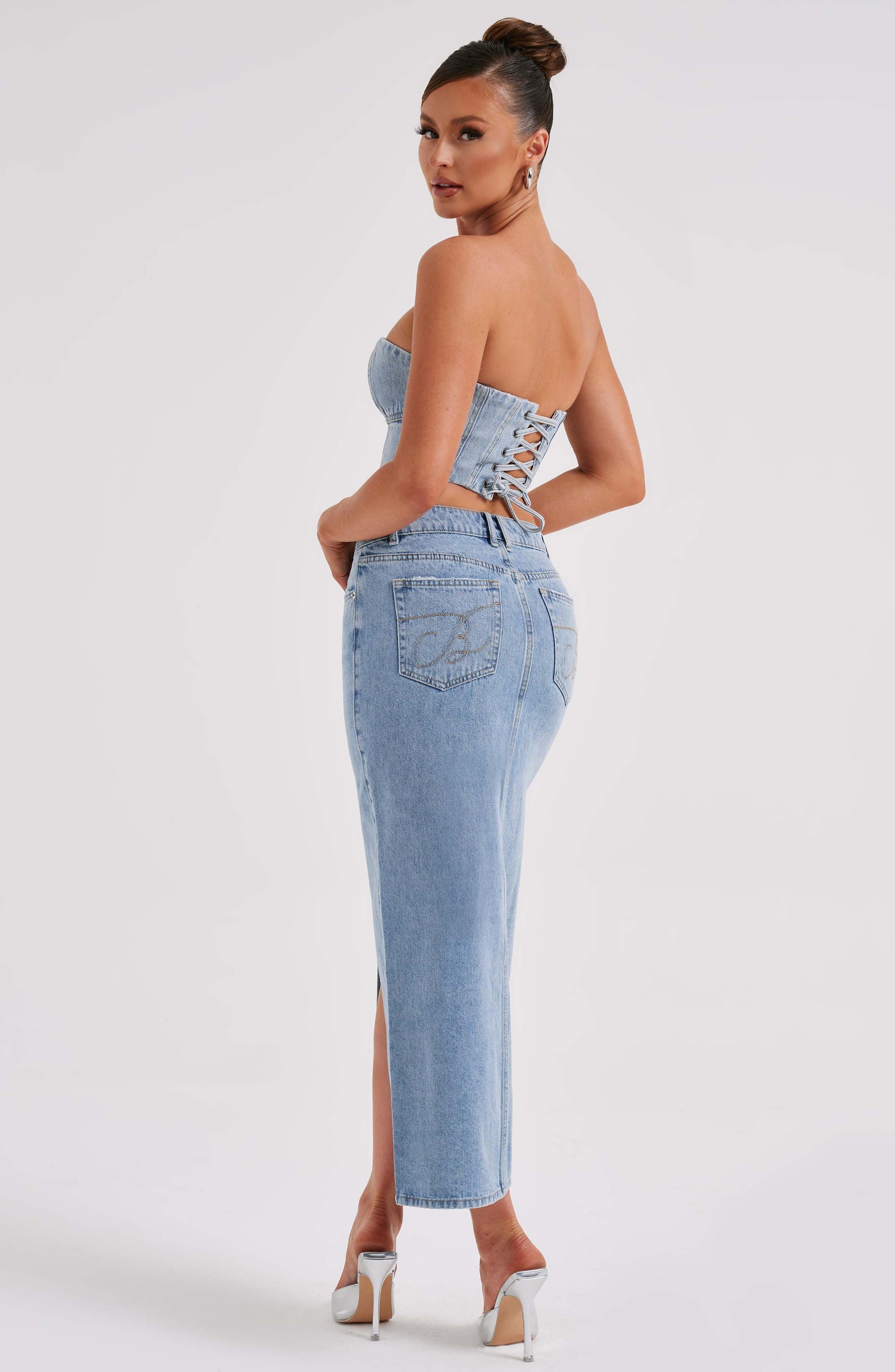 Flora Maxi Etek - Mavi