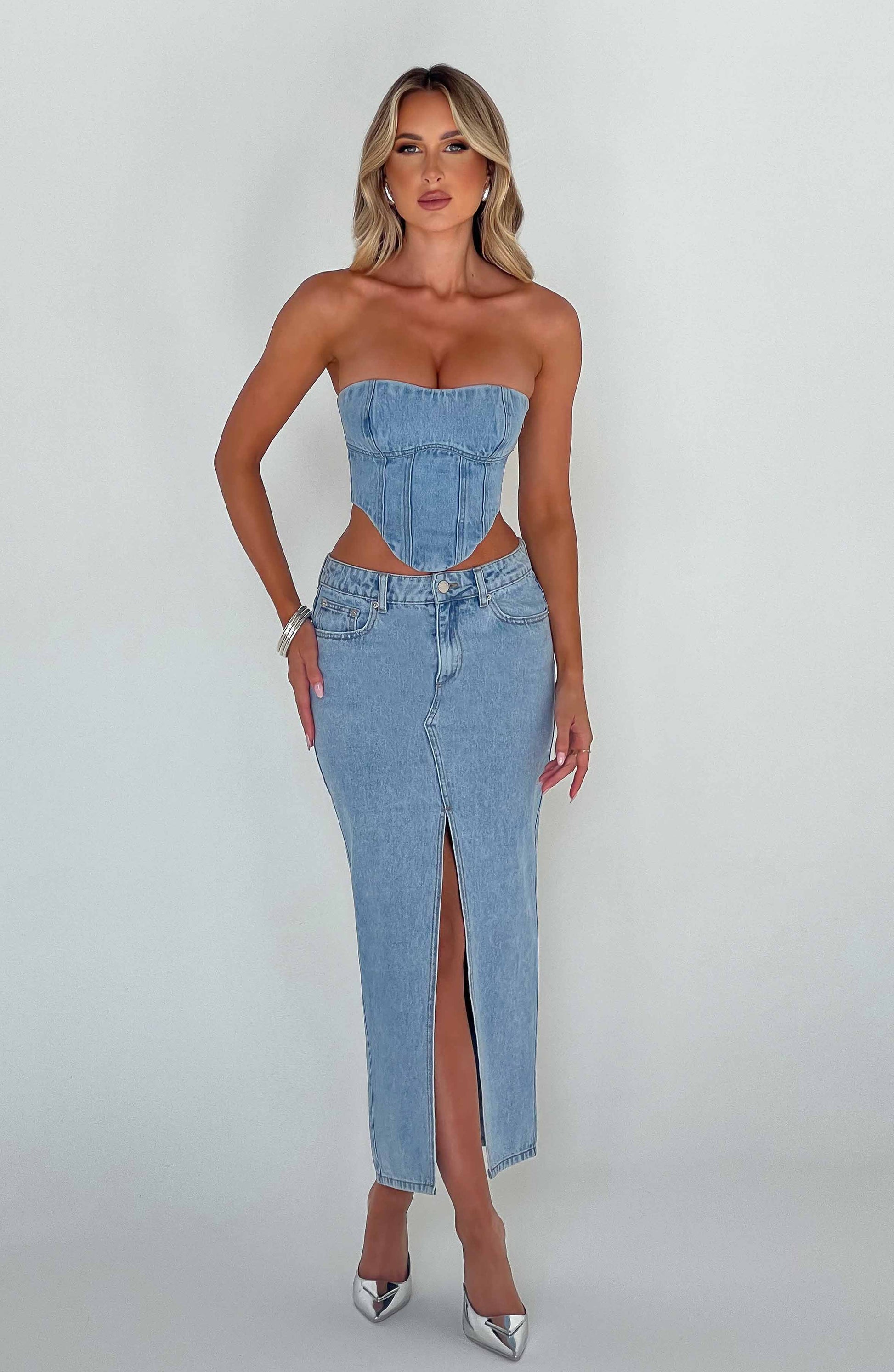 Flora Maxi Etek - Mavi