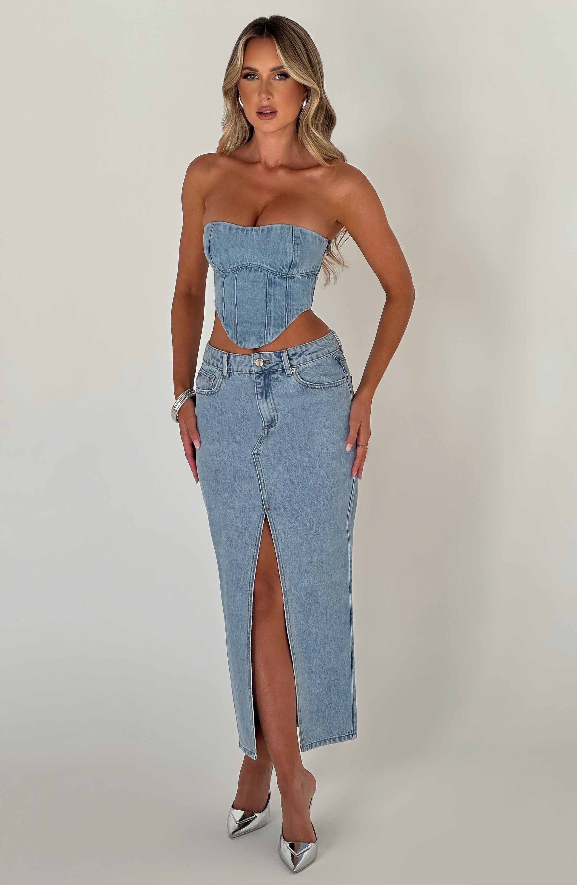 Flora Maxi Etek - Mavi