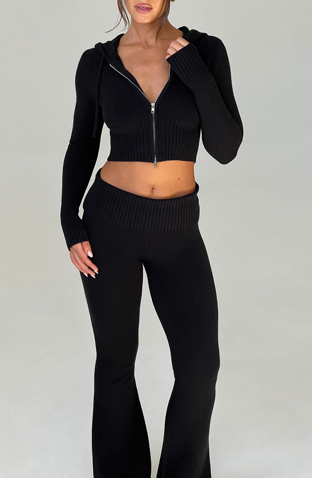Nora Örgü Pantolon - Siyah