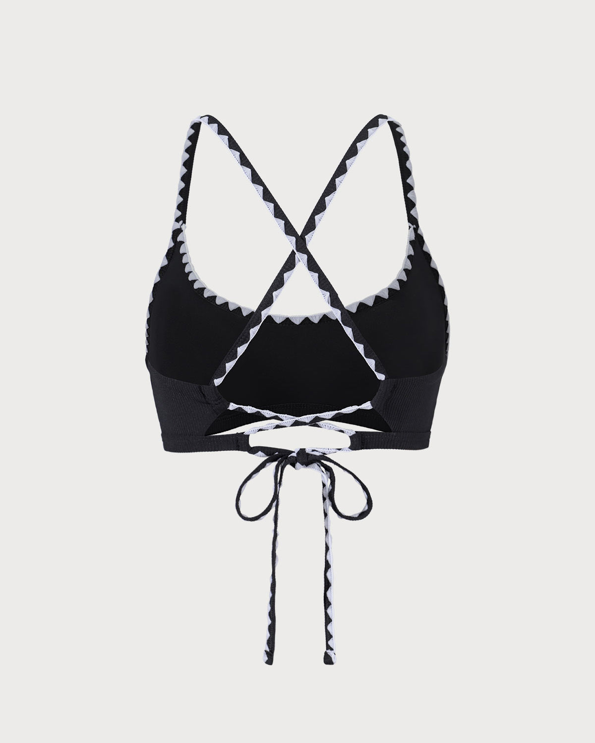 Shewess™ Siyah Kontrast Fitilli Bikini Üstü