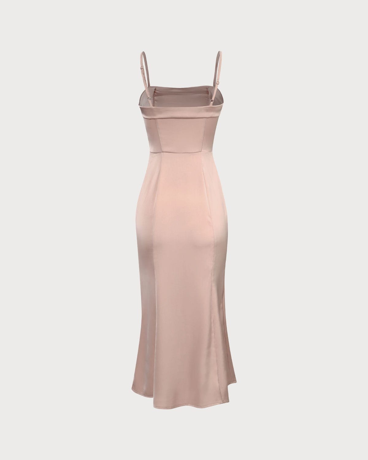 Shewess Pembe Bodycon Saten Cami Midi Elbise