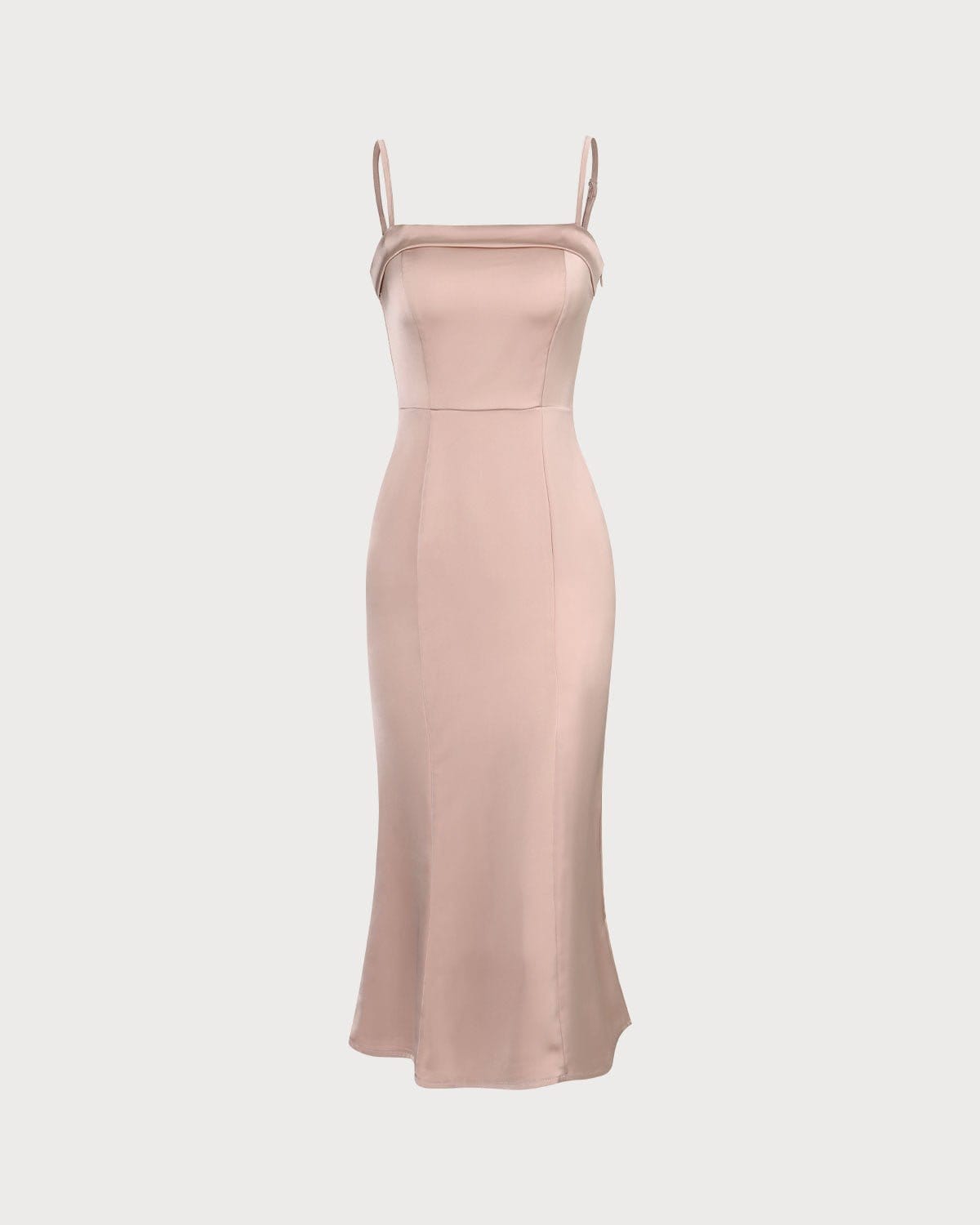 Shewess Pembe Bodycon Saten Cami Midi Elbise