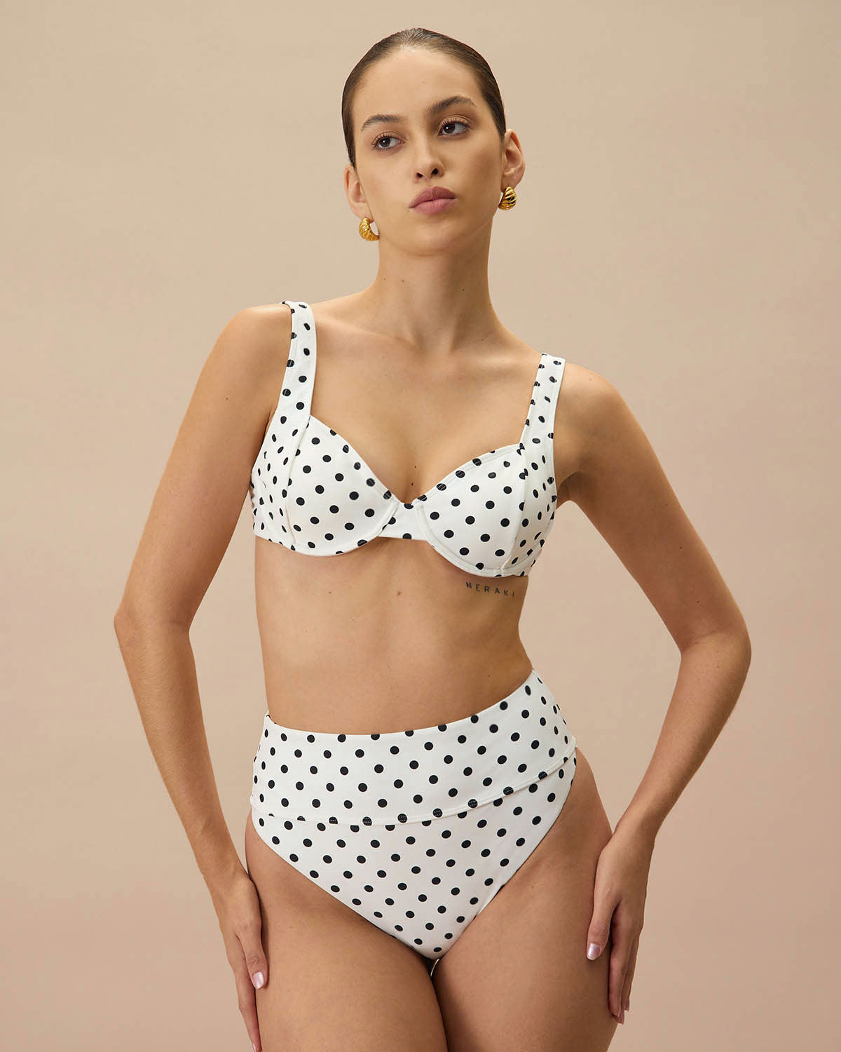 Shewess™ Beyaz Puantiyeli Yüksek Bel Bikini Altı