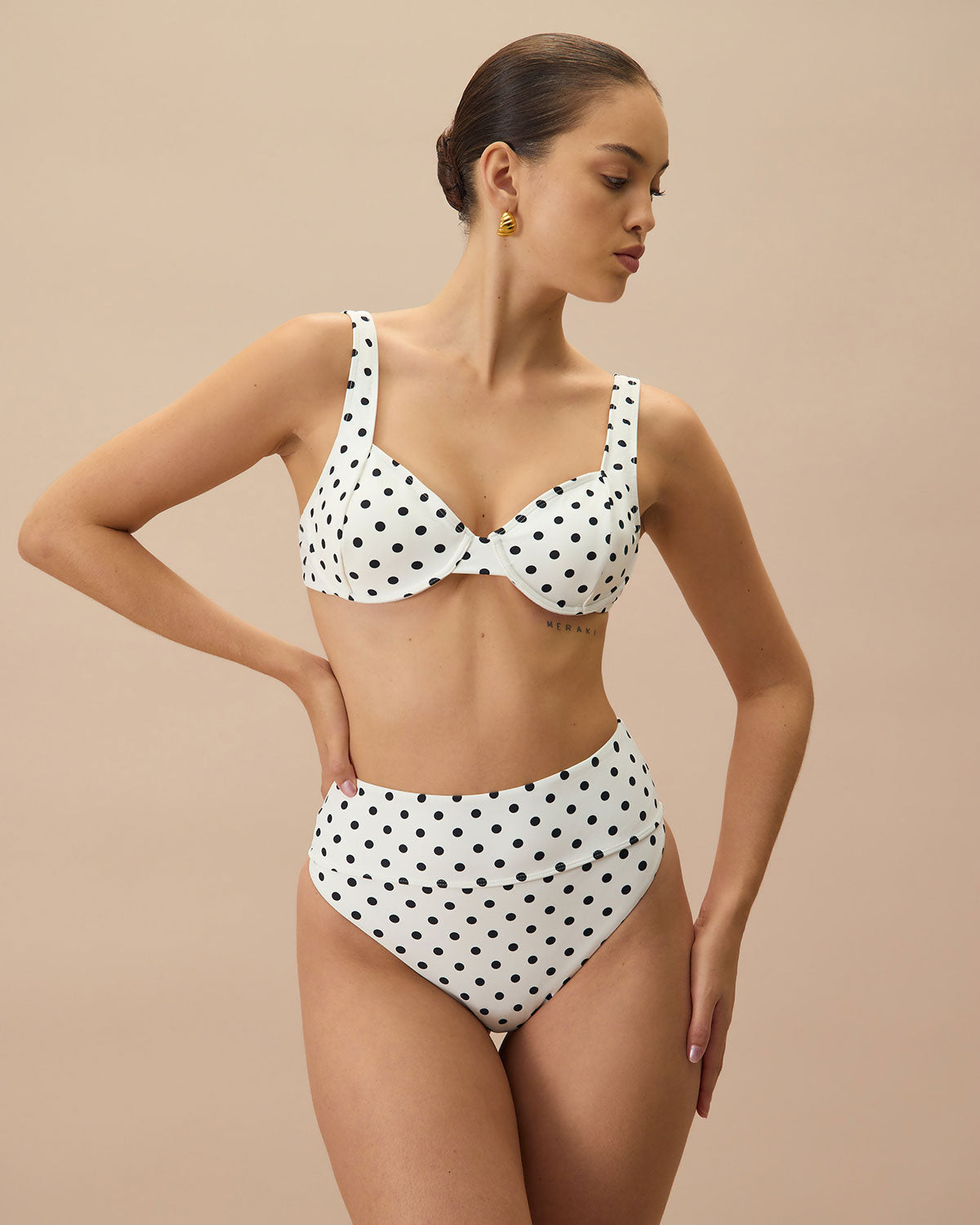 Shewess™ Beyaz Puantiyeli Balenli Bikini Üstü