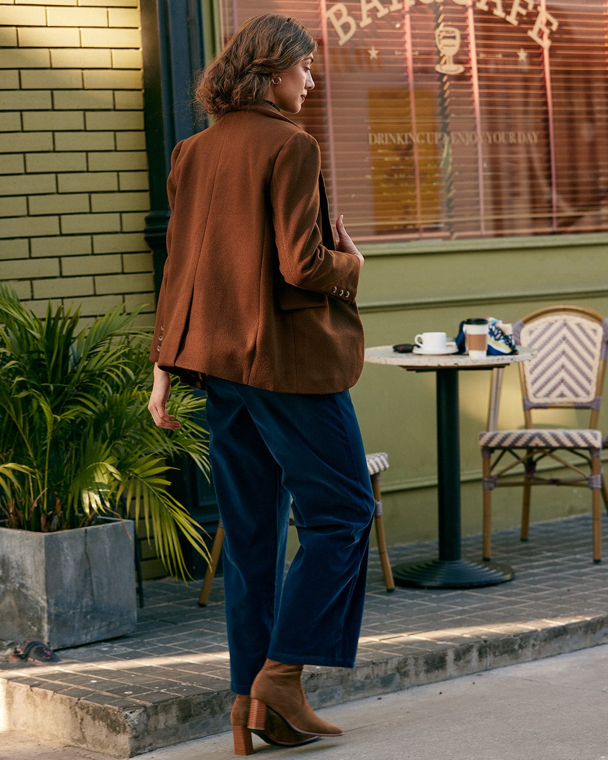 Shewess™ Düz Yaka Tek Düğmeli Blazer