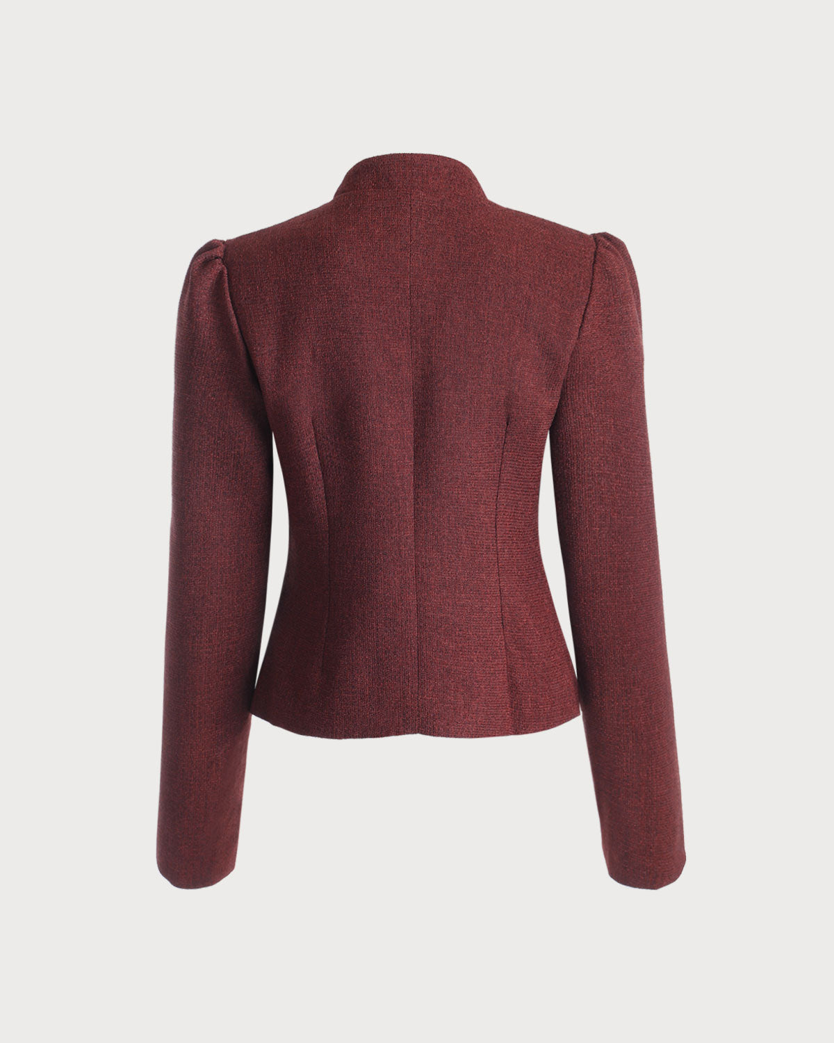 Shewess™ Bordo Retro Tek Sıra Düğmeli Tüvit Ceket