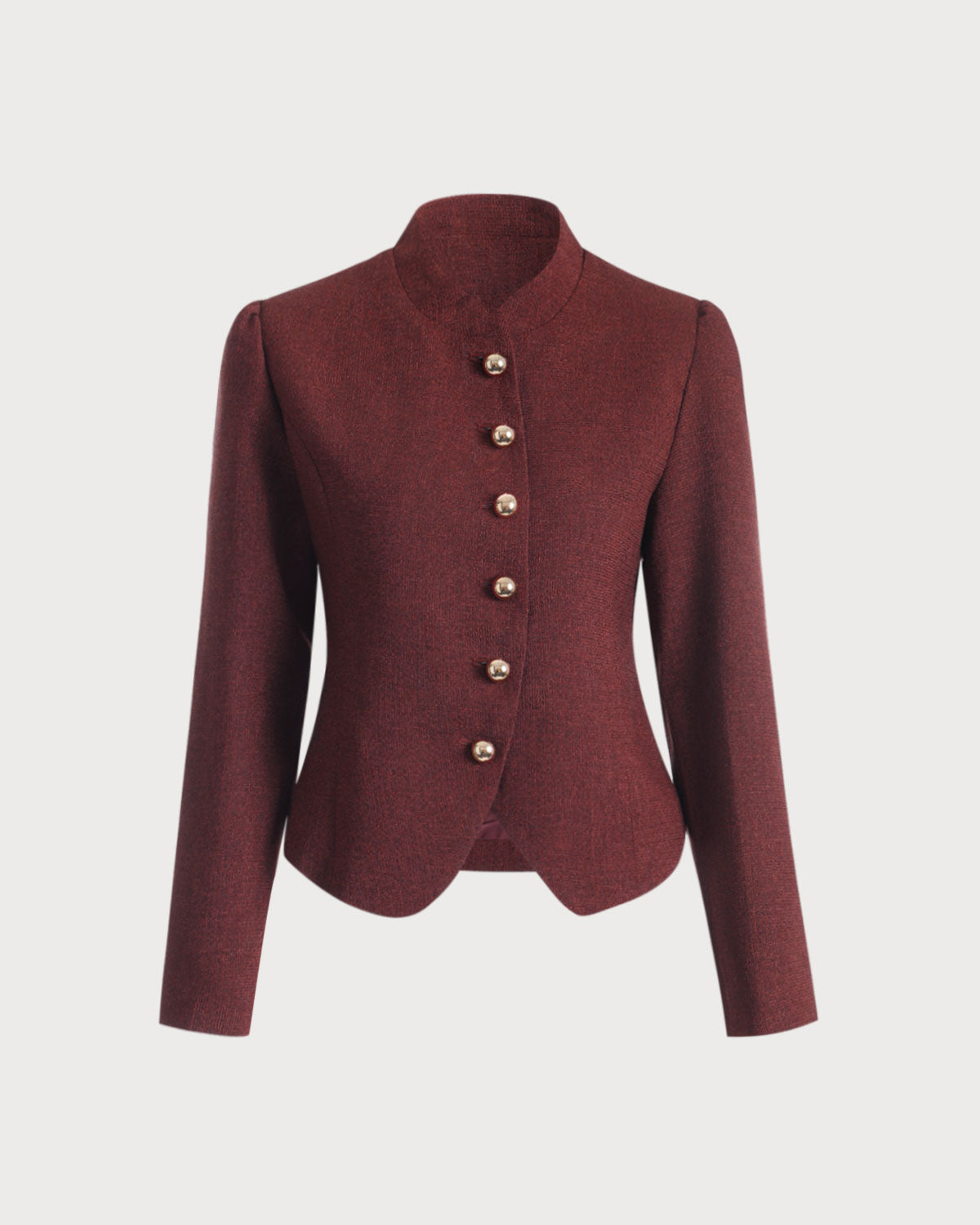 Shewess™ Bordo Retro Tek Sıra Düğmeli Tüvit Ceket