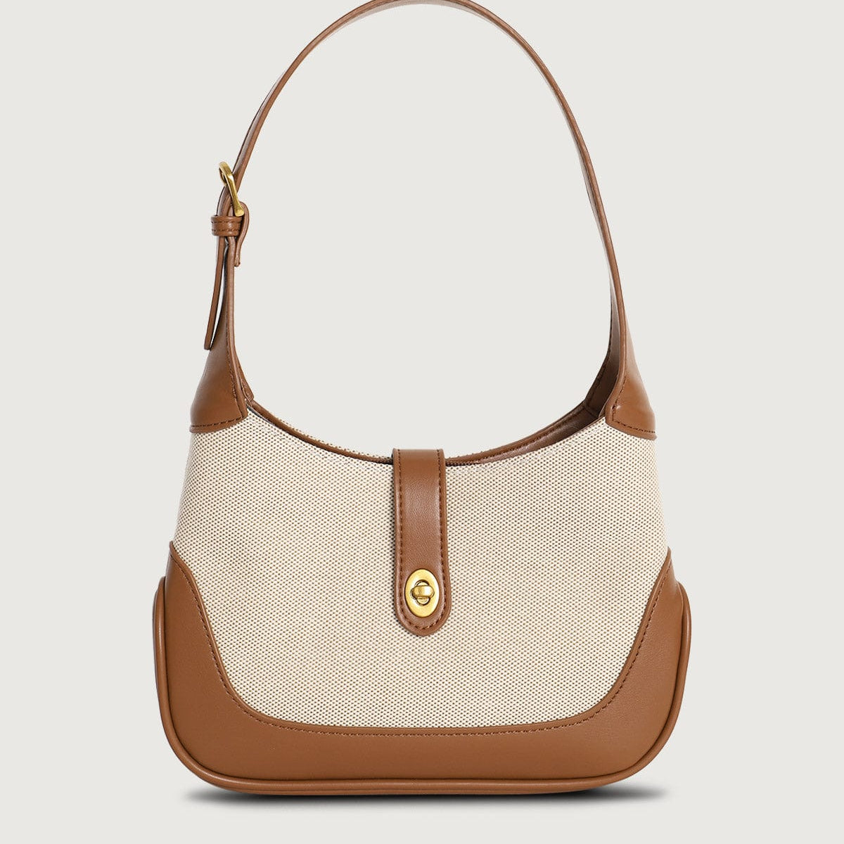 Shewess™ Renk Bloklu Çevirmeli Kilitli Hobo Çanta