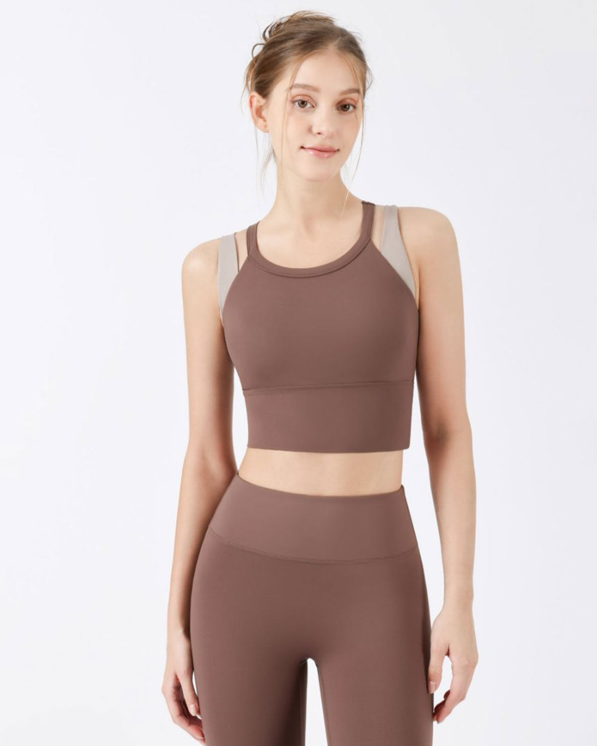 Shewess™ Coffee X-Cross Yoga Atlet - Hafif Destek