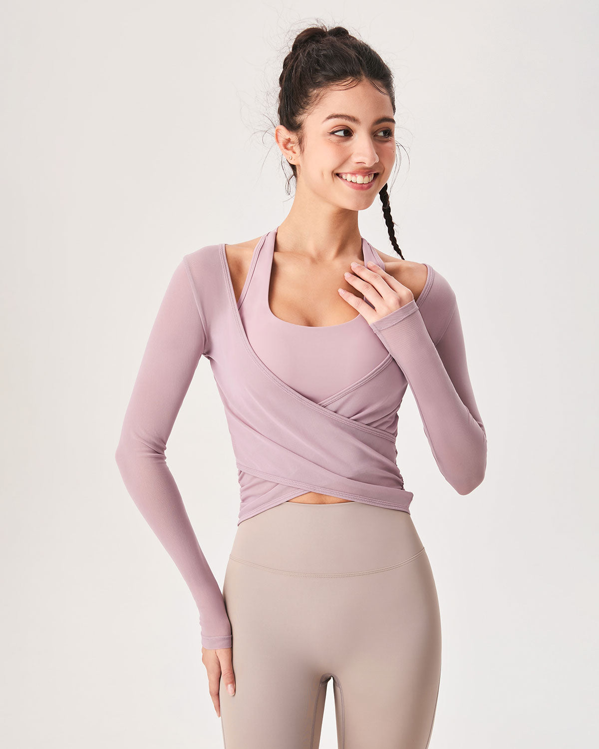 Shewess™ Pembe Surplice Uzun Kollu Örtü - Hafif Destek