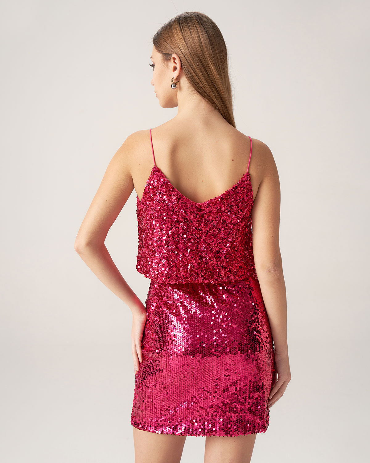 Shewess™ Bettydress-Kırmızı Payet Kısa Kısa Bluz