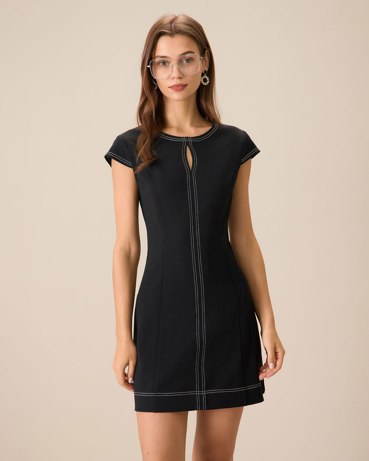 Shewess Siyah Kontrast Mini Elbise