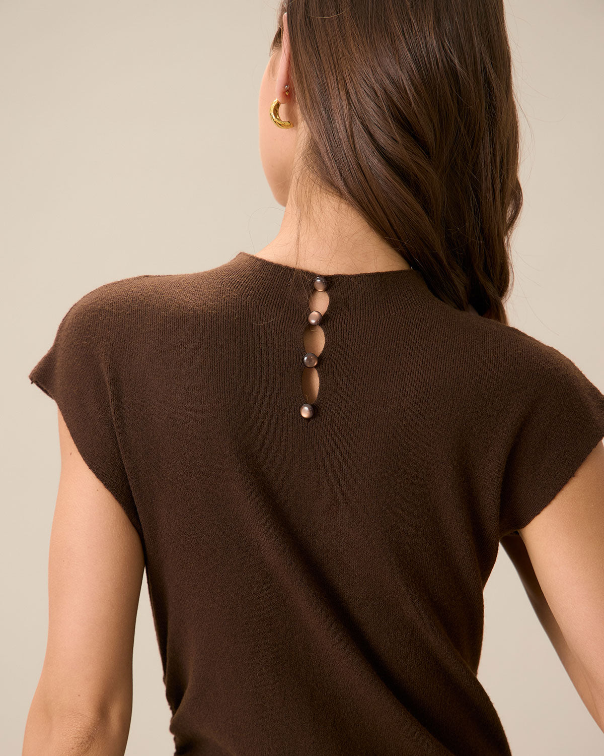 Shewess™ Kadın Kahve Bodycon Çift Taraflı Triko Elbise