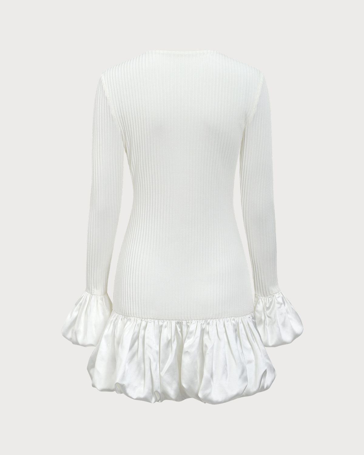 Shewess™ Beyaz Ekleme Kazak Mini Elbise