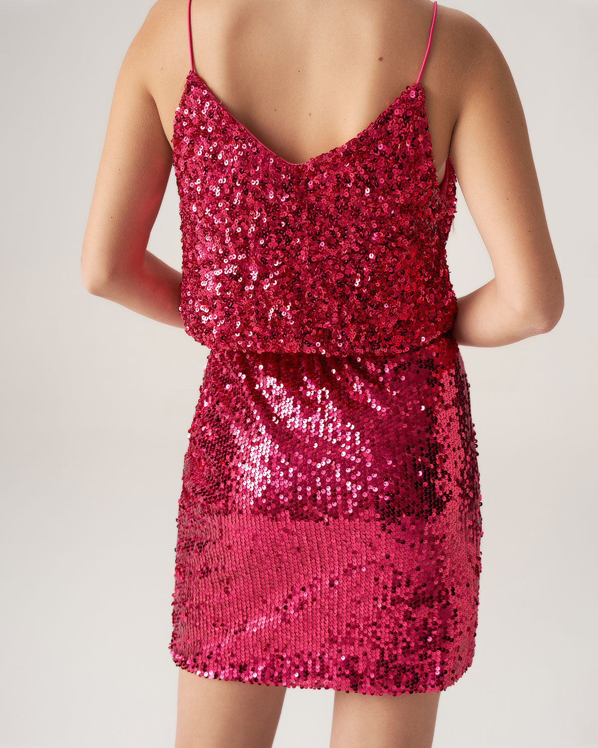 Shewess™ Bettydress-Kırmızı Payet Düz Mini Etek