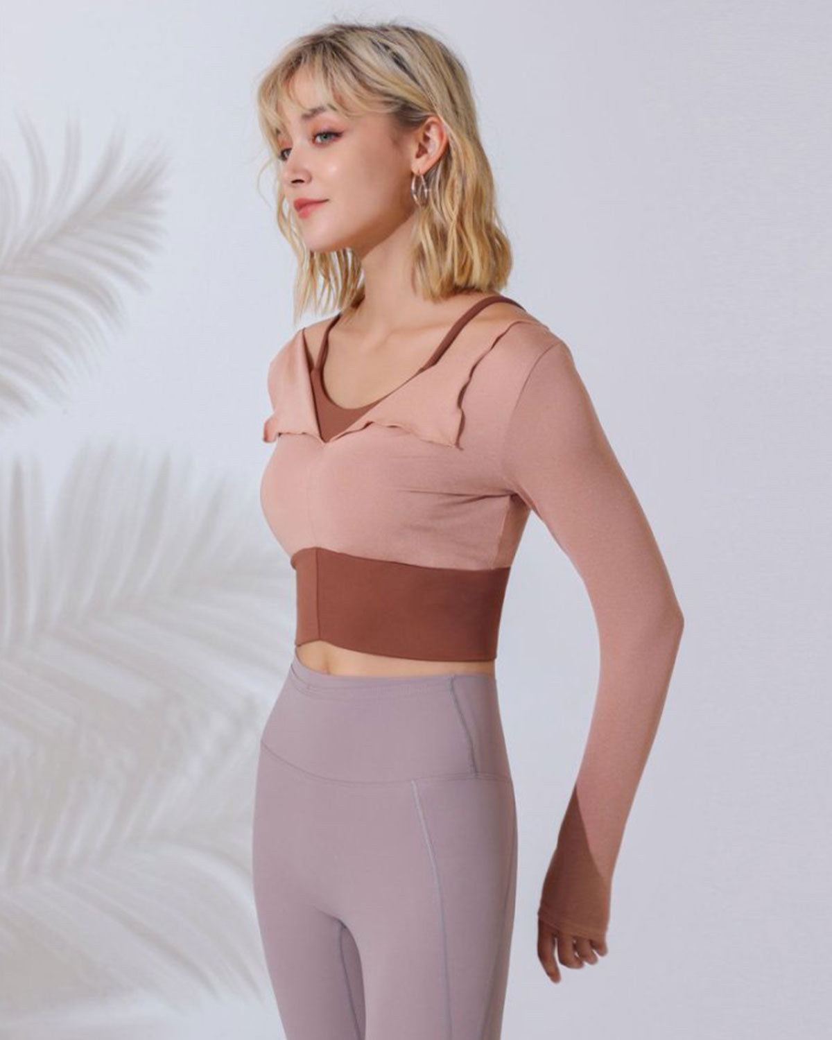Shewess™ Pembe Yuvarlak Yaka Uzun Kollu Üst - Hafif Destek