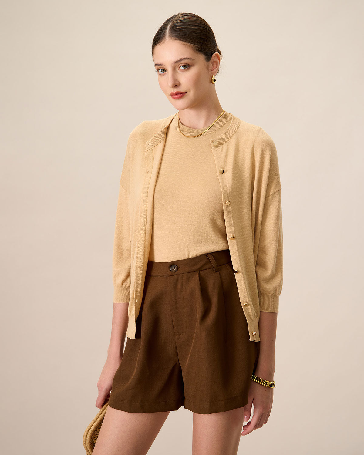 Shewess™ Kadın Haki Bisiklet Yaka Fitilli Tencel Hırka