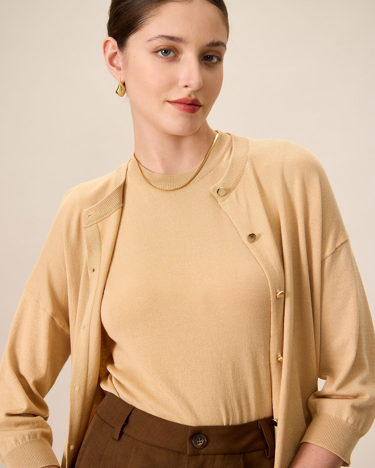 Shewess™ Kadın Haki Bisiklet Yaka Fitilli Tencel Hırka